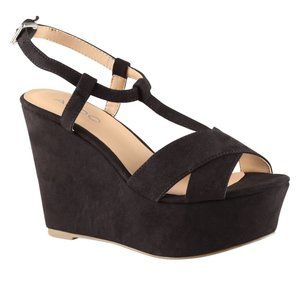 Aldo Wedge Sandals Black Suede